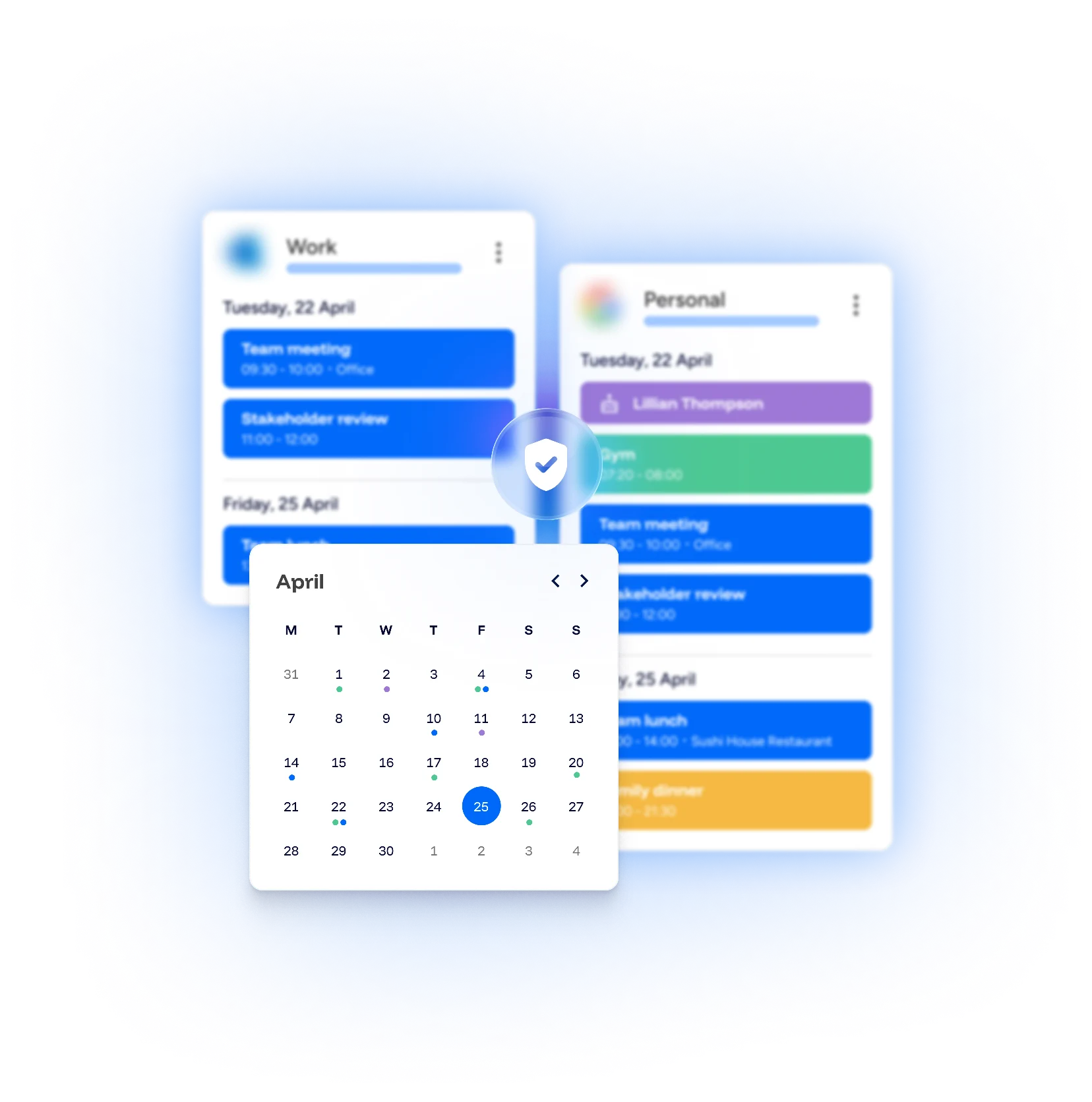 Privacy-focused calendar interface