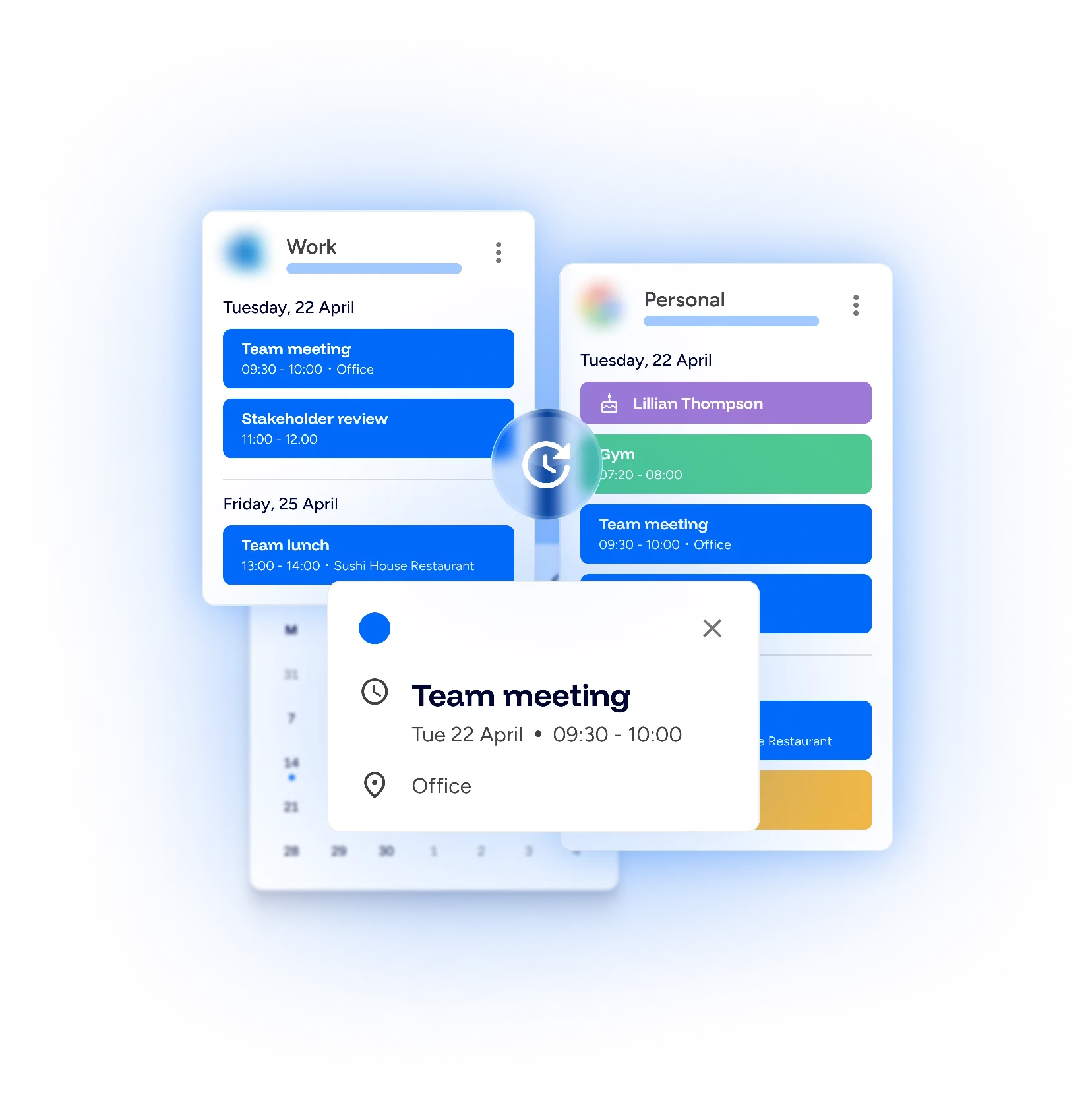 Calendar realtime sync
